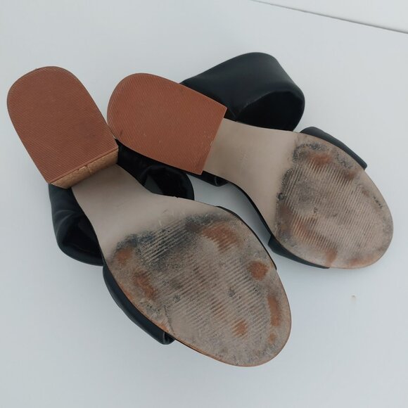 STEVE MADDEN Leather Sandals Sz 8.5 Black Padded Strap Block Heel Brazil REVOLVE - Picture 14 of 16